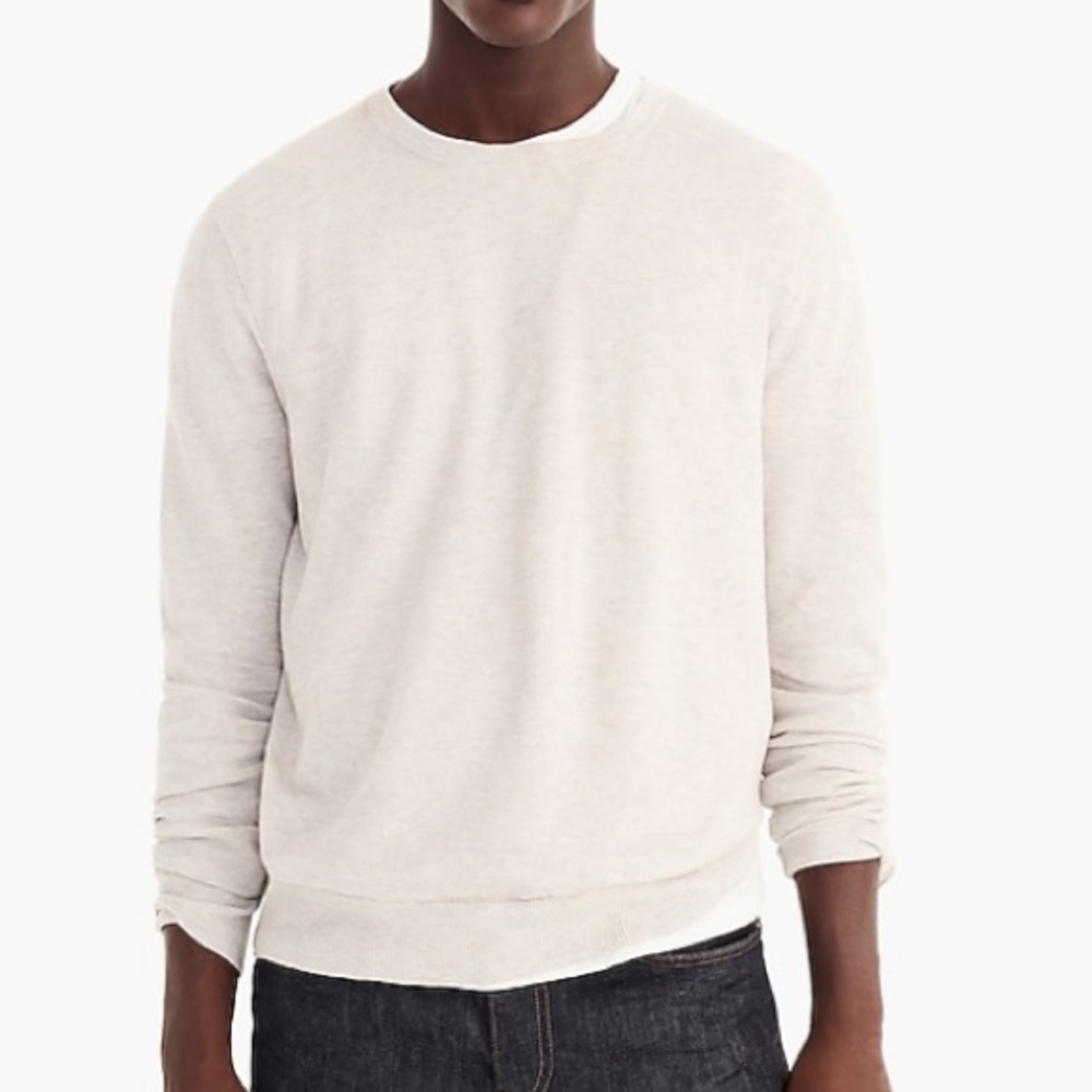 J crew cotton cashmere pique crewneck sweater